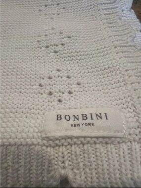Bambini Knitted Baby Blanket In White Smoke Free Pet Free Nursery Baby Shower